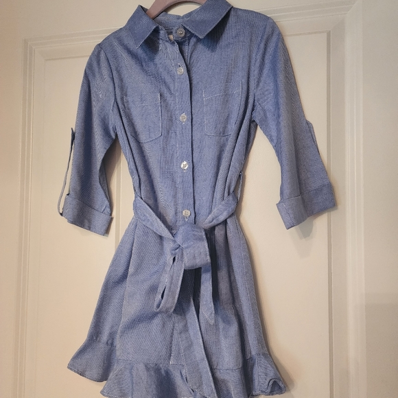 Milly Minis Oxford Shirting Ruffle Dress - Picture 2 of 3